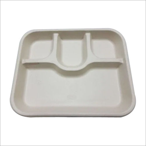 4 Section Bagasse Tray - Color: White