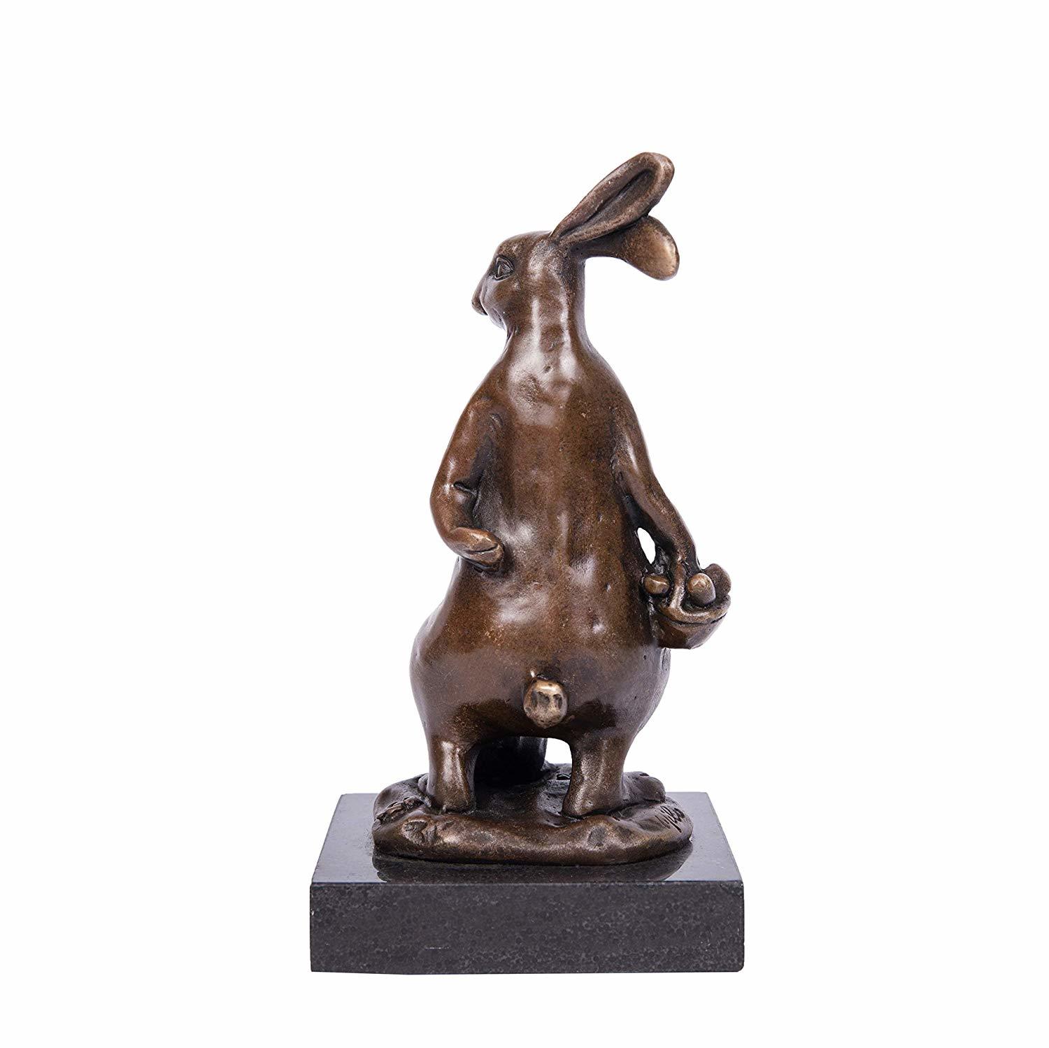 Animal Sculptures Bunny Rabbit Mom- Son Figurine Marble Base
