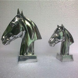 Silver Aluminum Horse Head Sculpture