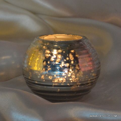 Silver Handmade Glass Candle Holder