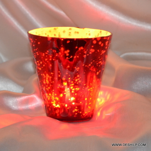Antique Silver Glass Candle Holder