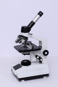 Monocular Research Microscope - Pressure Die Cast Body, 45 Degree Inclined Monocular Tube, Quadruple Nosepiece, Co-axial Mechanical Stage | Built-in Led Illumination, Wide Field Eyepieces