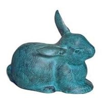 Decorative Aluminium Rabbit Sculpture - 11 Inches Height, Green Patina Finish | Eco-friendly, Rust Proof, Water Resistant, Handcrafted For Garden Decoration