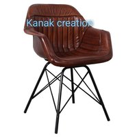 Industrial Tan Leather Dining Chairs