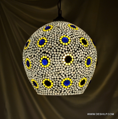 Gray And Blue Decorated Glass Mosaic Wall Hanging - Finish: Handmade