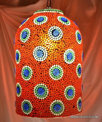 Big Glass Orange Mosaic Wall Hanging