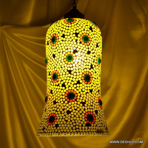 Polished Yellow Mosaic Glass Wall Hanging Lamp