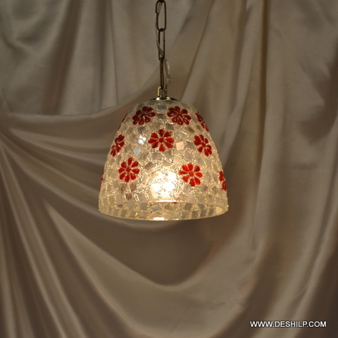 Rooftop Hand Decor Glass Wall Hanging - Color: Golden And Red