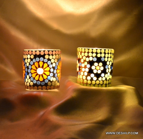 Polishing Small T Light Candle Holder With Mosaic Finish