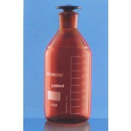 Reagent Amber Bottle With Narrow Mouth, Graduated With Interchangeable Flat Head Stopper