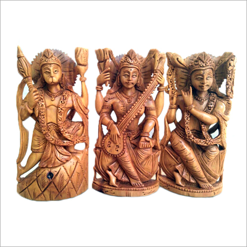 Wooden Carved God Statue - White Wood, 3.6 Inch Polished Finish | Lightweight, Borer & Termite Proof, Ideal for Worship and Home Decoration
