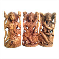 Wooden Carved God Statue - White Wood, 3.6 Inch Polished Finish | Lightweight, Borer & Termite Proof, Ideal For Worship And Home Decoration