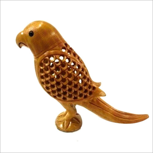 Polished Critically Carved Wooden Parrot