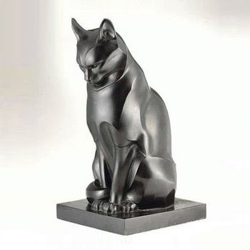 Black Animal Statue Metal Cat Sculpture