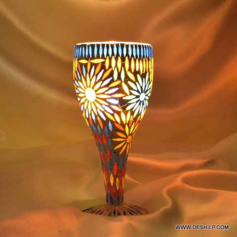 Modern Arts Big Ice Cup Shape Mosaic Glass Candle Holder