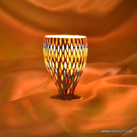 T Light Candle Holder With Mosaic