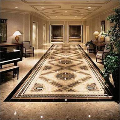 Black And Brown Marble Inlay Flooring