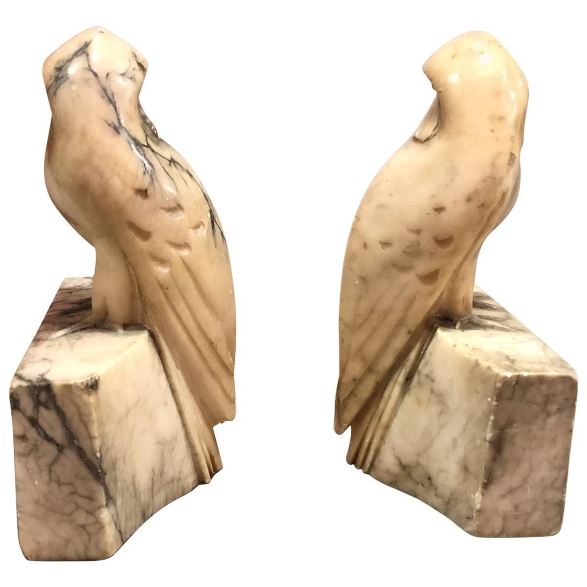 Aluminum & Alabaster Animal Sculptures -Set of 4