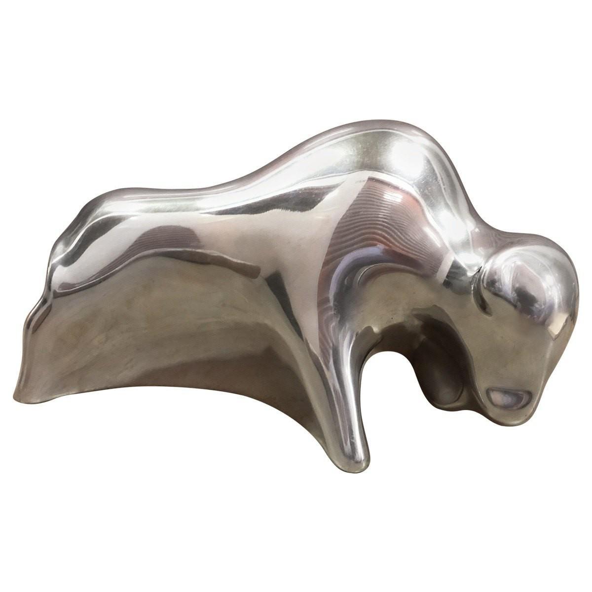 Aluminum & Alabaster Animal Sculptures -Set of 4