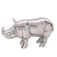 Silver Rhino Animal Statue Aluminium Metal Sculpture