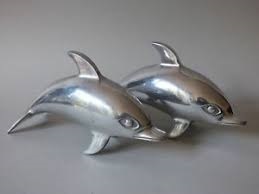 Silver Aluminium Animal Fish Marine Sea Dolphin Desk Paper Weights