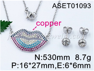 Wholesale Fashion Women Lips Shape Micro Pave Zircons pendant necklace Jewelry By GLOBALTRADE