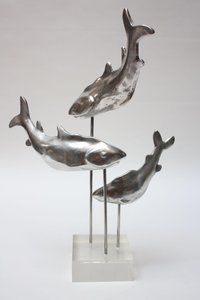 Aurelle Home Aluminum Contemporary Shark Sculpture