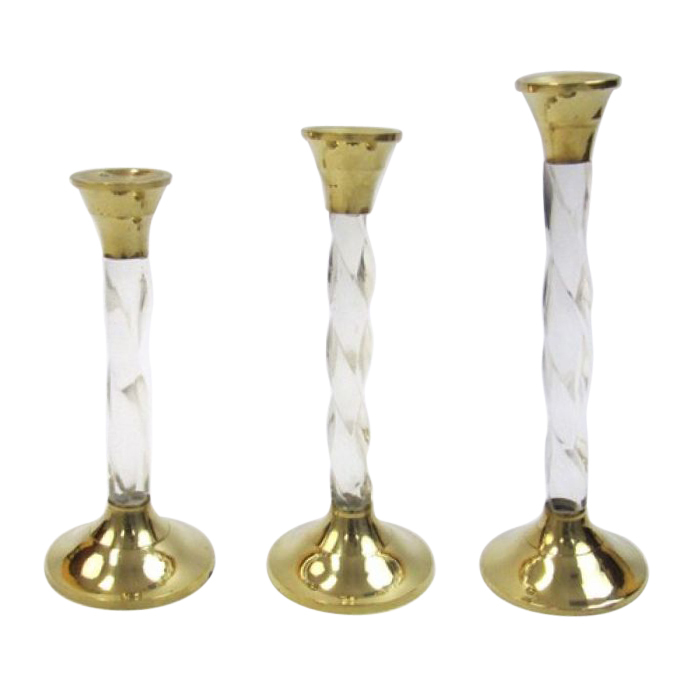 Candle Holder Brass,Clear