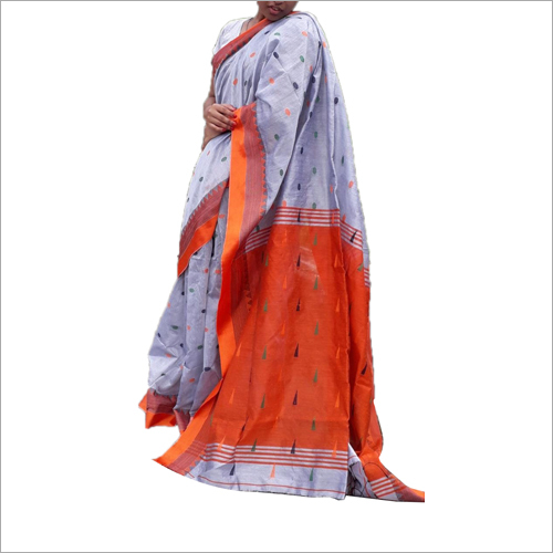 New Linen Silk Jamdani Saree - Cotton Fabric, 6 m Length with 0.5 m Blouse Piece , Dotted Pattern for Casual Wear across All Seasons