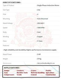 1 PHASE 3 HP CAST IRON MOTOR