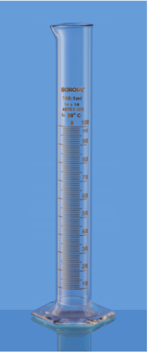 Cylinders Graduated, Single Metric Scale With Pour Out with Hexagonal Base