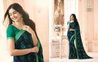 Multy Printed Green Georgette Sarees