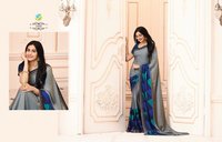 Printed Green Georgette Sarees
