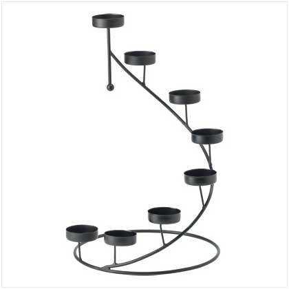 Iron Candle Holder Seven Light - Solid Iron, Medium, Black, Round, Hand Built | Classical Modern Indoor Decor