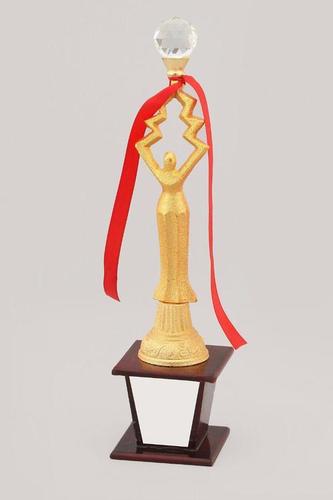 Diamond engraved metal trophy