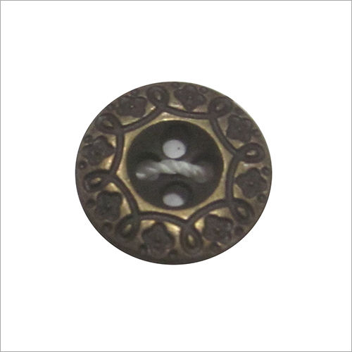 Brown Designer Round Metal Button