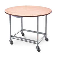 Room Service Trolley - Stainless Steel With Wooden Top | Heavy Load Capacity, Rust Proof Finish, Easy Movement With Strong Castor Wheels