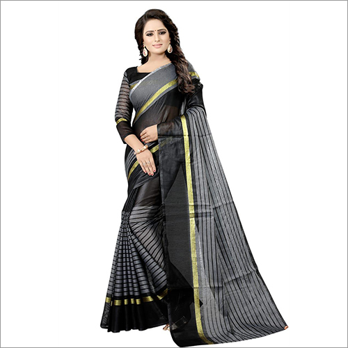 Black And Grey Fancy Partywear Sarees
