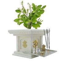 White marble stone  small Tulsi Pot