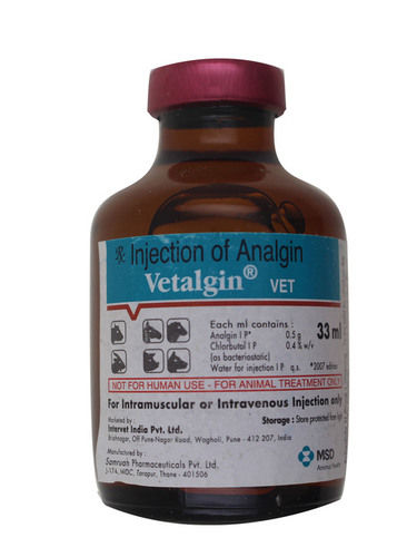 VETALGIN INJECTION 33ML-ANALGIN 0.5 G+CHLORBUTOL 0.4%