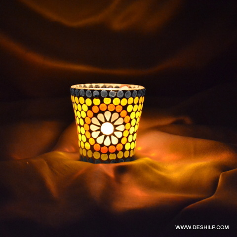 Very Small Mosaic Glass Candle Holder