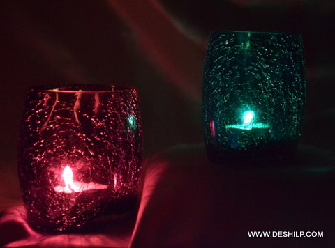 Creak Glass Colorful T Light Candle