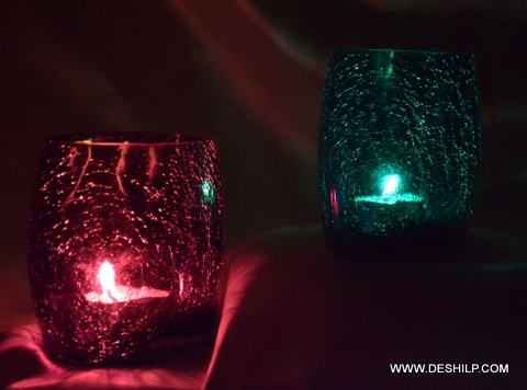 GlowCraze Multicolor Creak Glass Candle