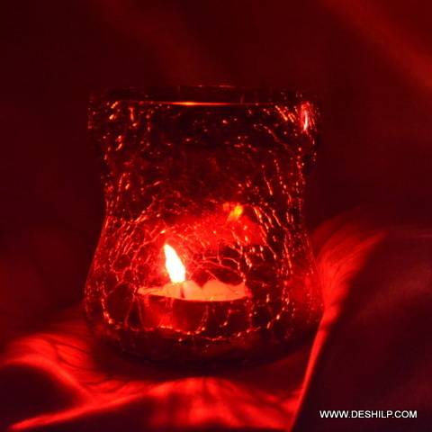 Red Glass Creak Candle Holder