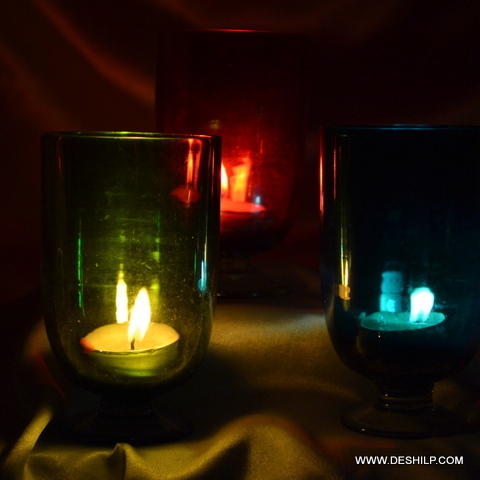 Crystal Colorful Glass T Light Candle Holder