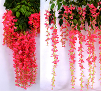 Silk hand made 12pcs rattan  Artificial flower for floral Decoration with  wisteria flower
