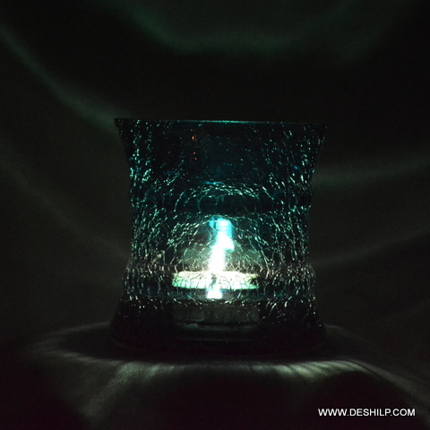 Sparkmist Colorful Crackled Tea Light Cup - Material: Glass