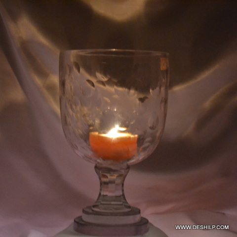 Round Glass Hurricane Candle Holder