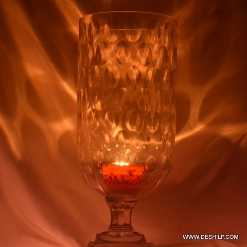 Transparent Big Glass Hurricane Candle Holder - Style: Antique Imitation