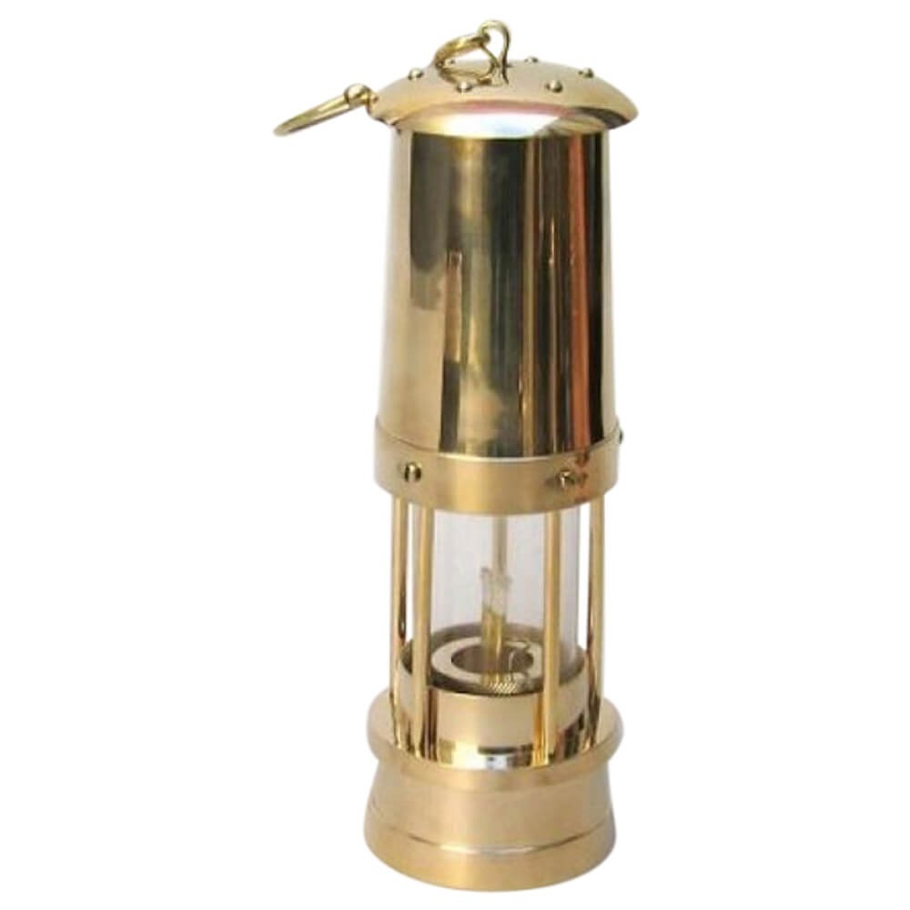 Solid Brass Glass Miners Oil Lamp